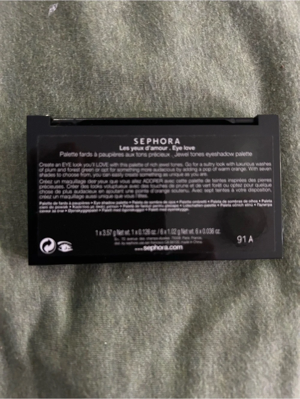 Sephora Eyeshadow Palette in Pink, Mauve, Orange, Red, Gold, Sage